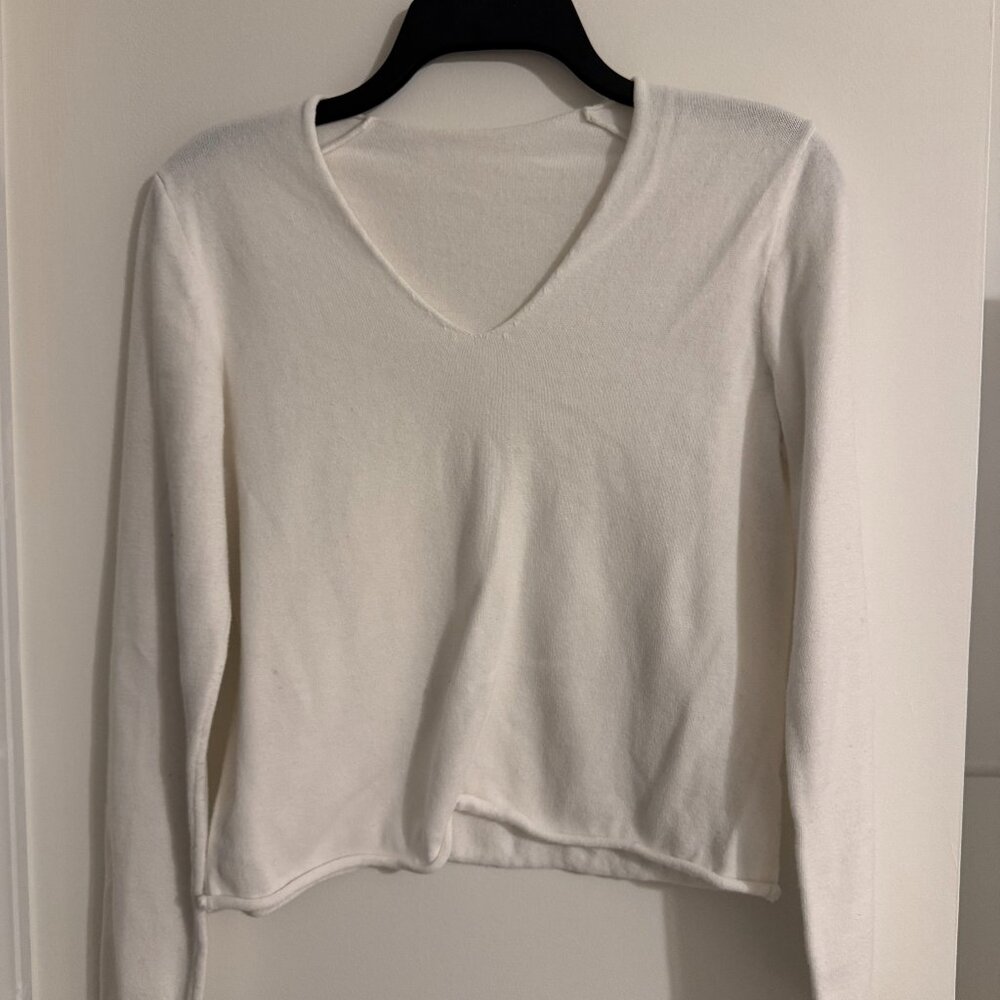 Brandy Melville White Longsleeve V Neck